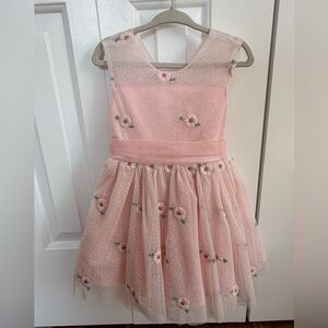 JESSICA SIMPSON~Pink Floral Embroidered Mesh Dress SIZE 2T
